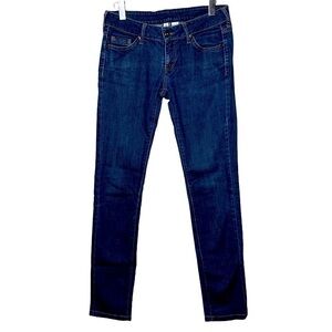 𝅺MANGO Jeans Vintage Dark Wash Low Rise Skinny Jeans 5 Pockets Size 6 US